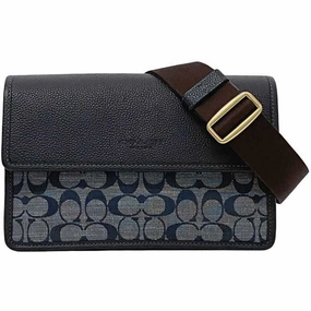 Coach blue Navy Leather Canvas Shoulder Bag (Pre-Owned)