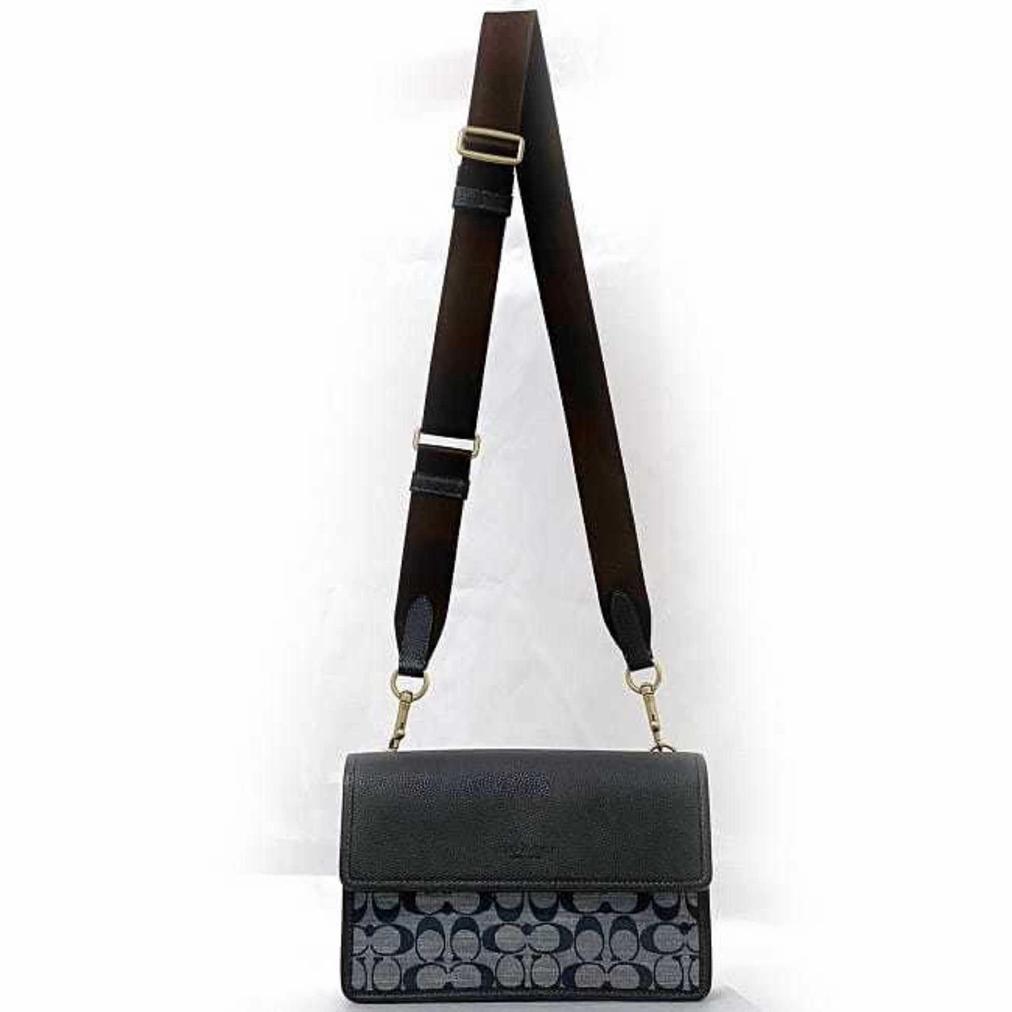 Coach blue Navy Leather Canvas Shoulder Bag (Pre-Owned)