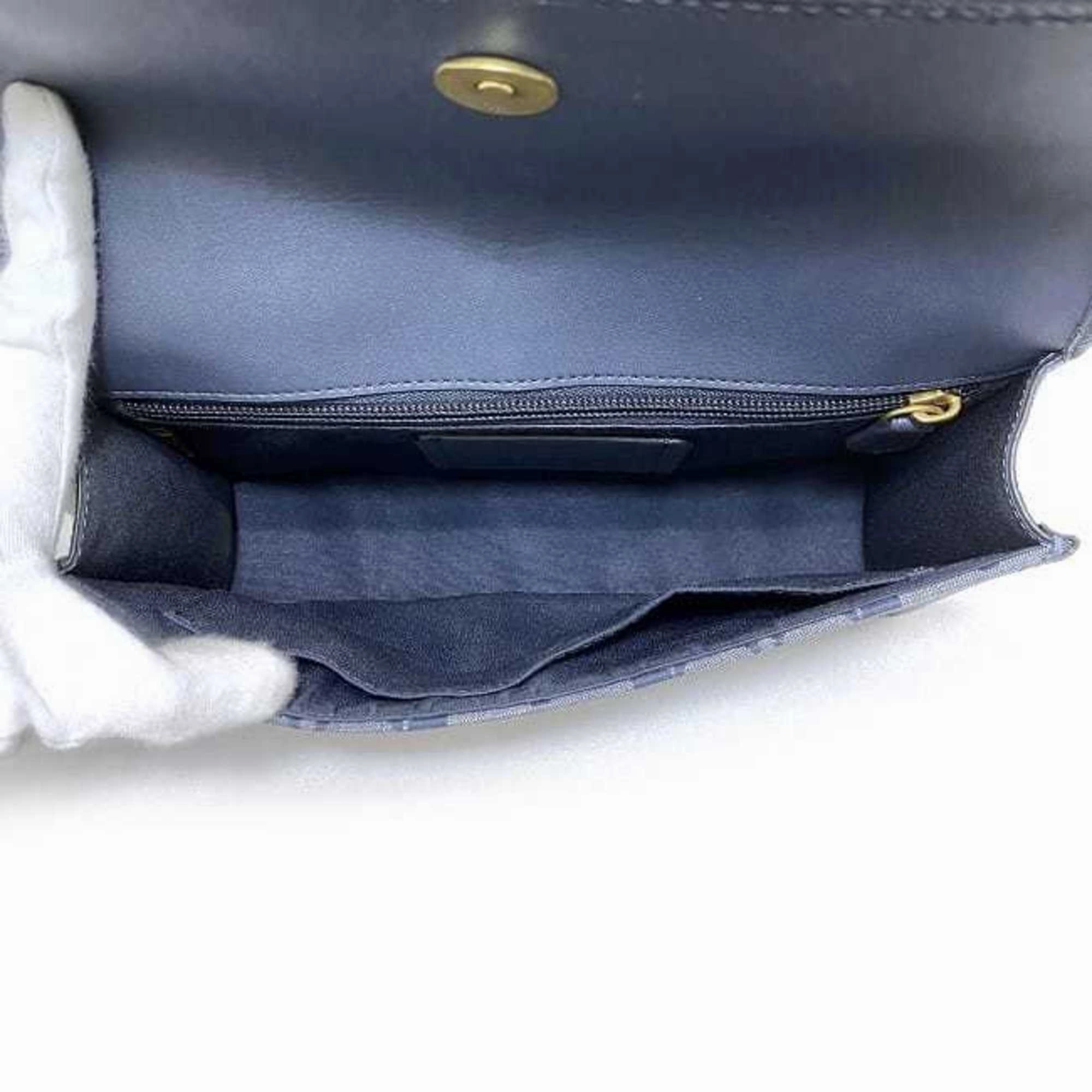 Coach blue Navy Leather Canvas Shoulder Bag (Pre-Owned)