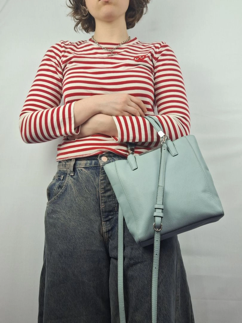 Coach  Cornflower Blue Saffiano Leather Mini Madison North South Tote Bag
