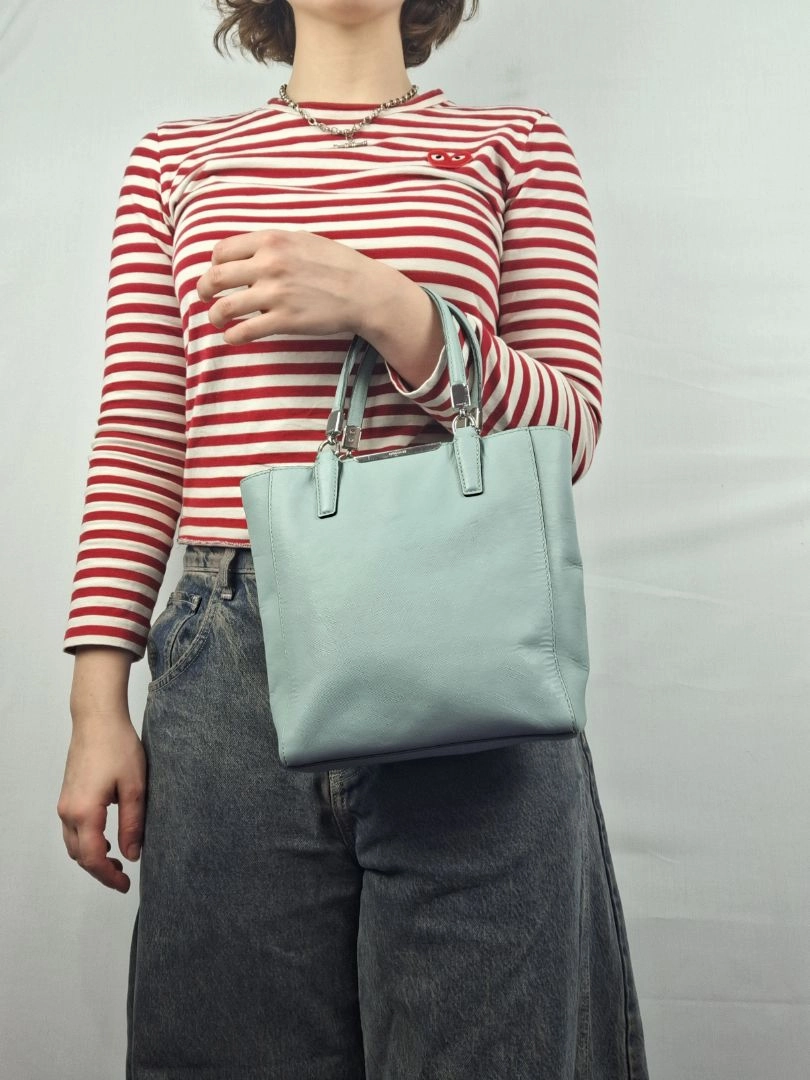 Coach  Cornflower Blue Saffiano Leather Mini Madison North South Tote Bag