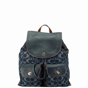 Coach Navy  Color Canvas Leather Backpack (Pre-Owned)