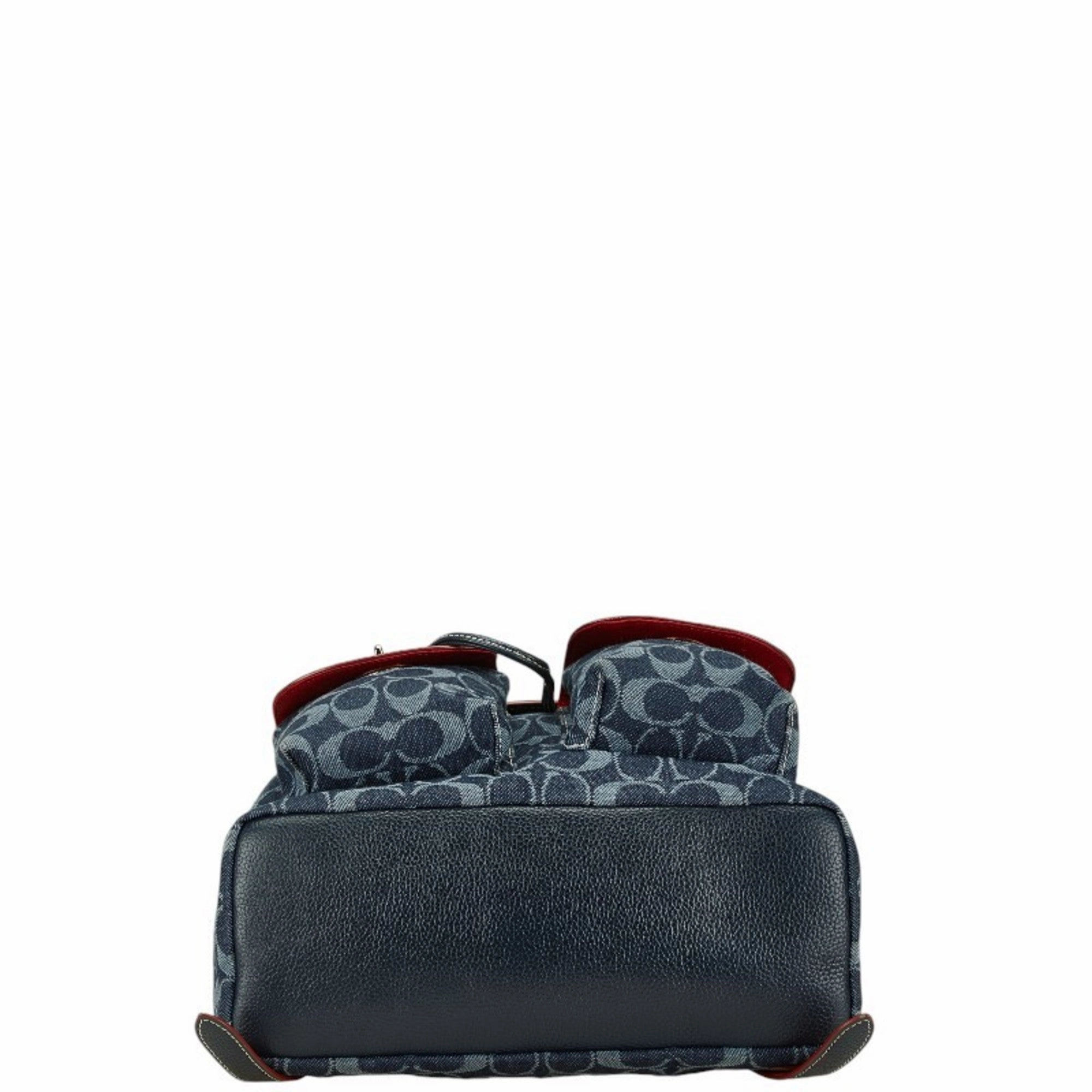 Coach Navy  Color Canvas Leather Backpack (Pre-Owned)