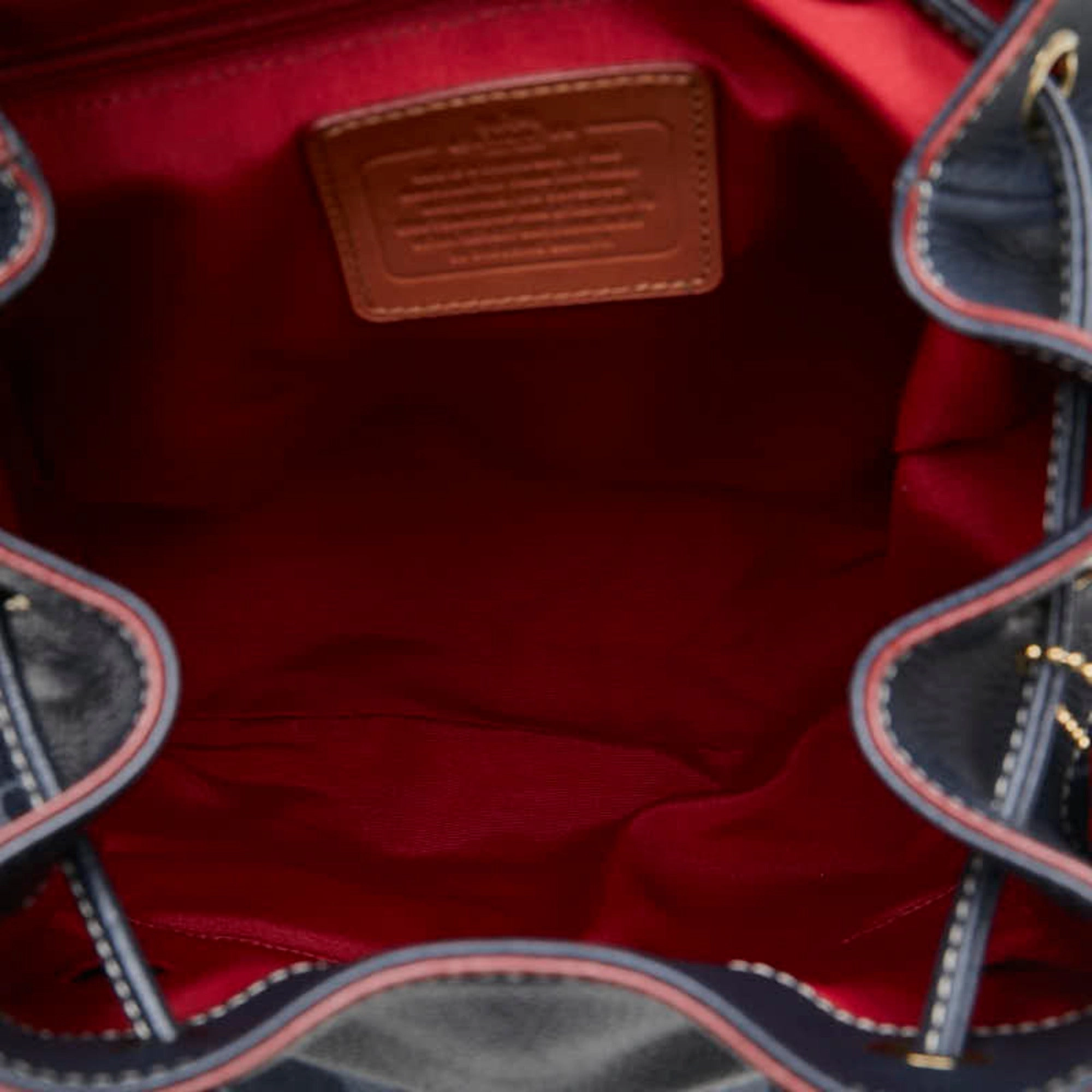 Coach Navy  Color Canvas Leather Backpack (Pre-Owned)