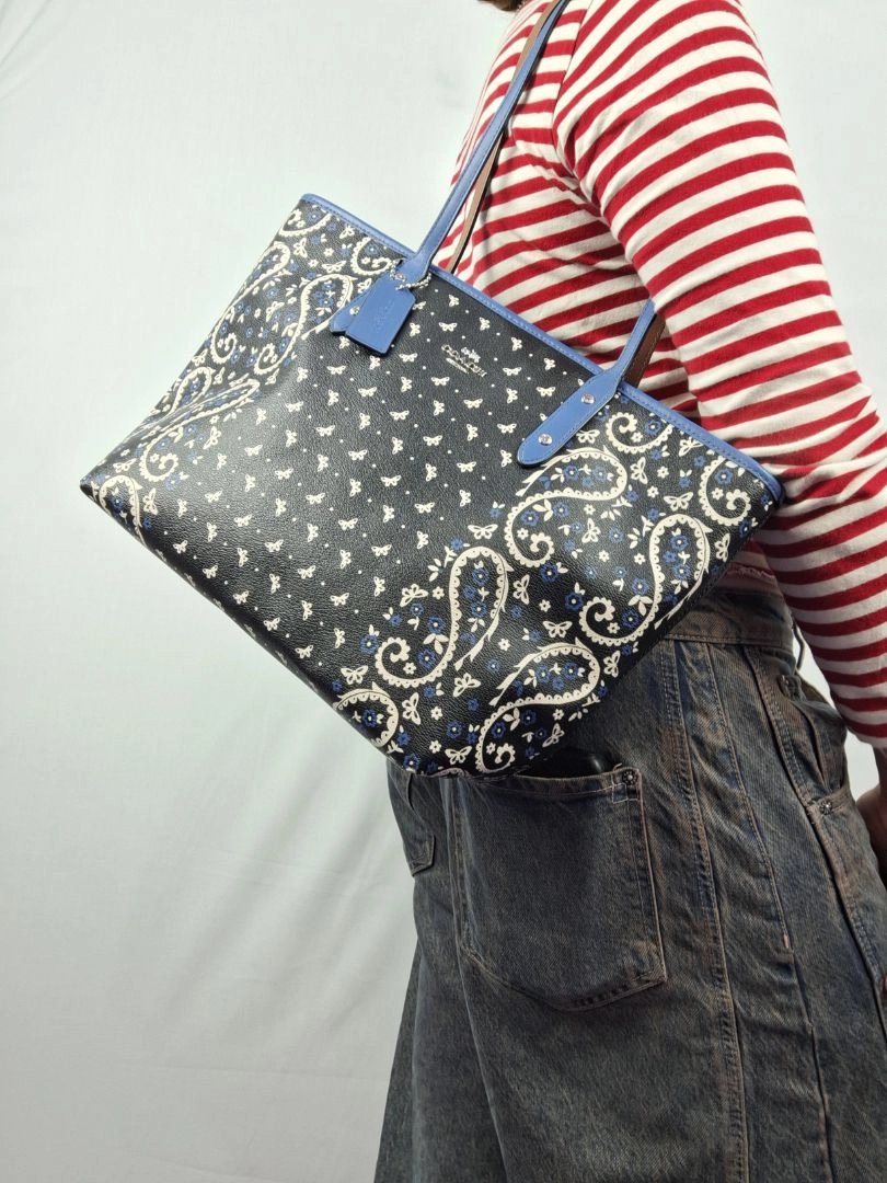 Coach Paisley Medium Trimmed Tote Bag