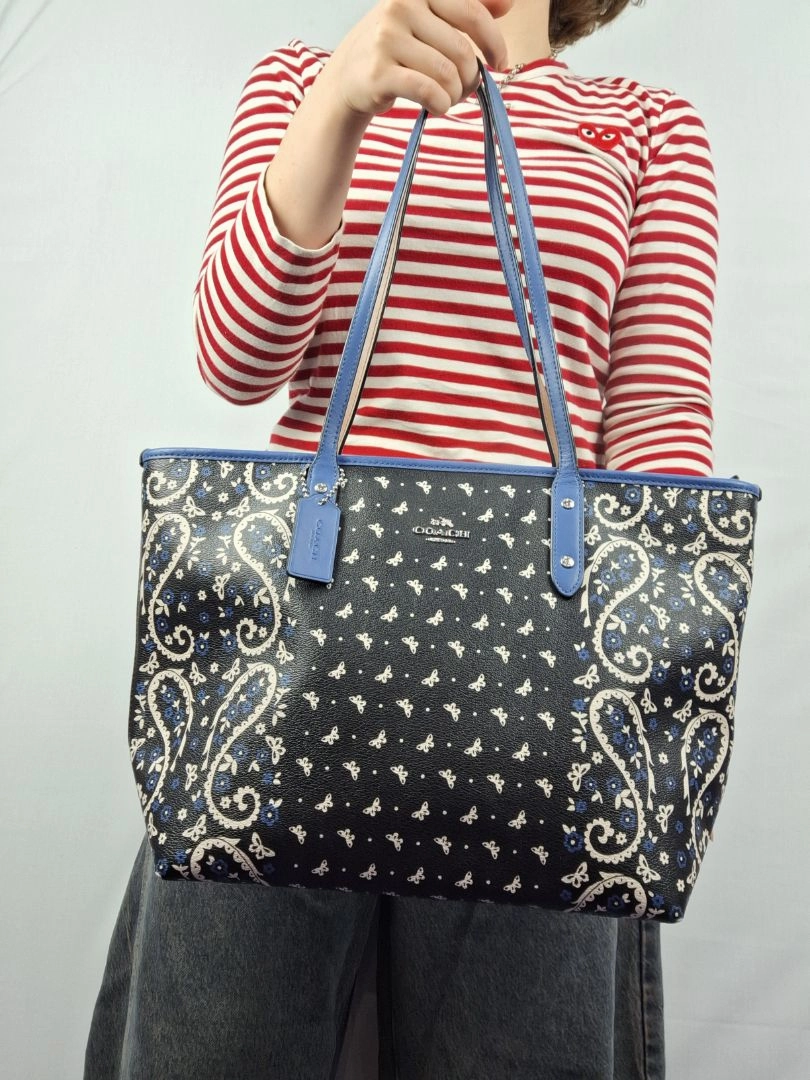 Coach Paisley Medium Trimmed Tote Bag