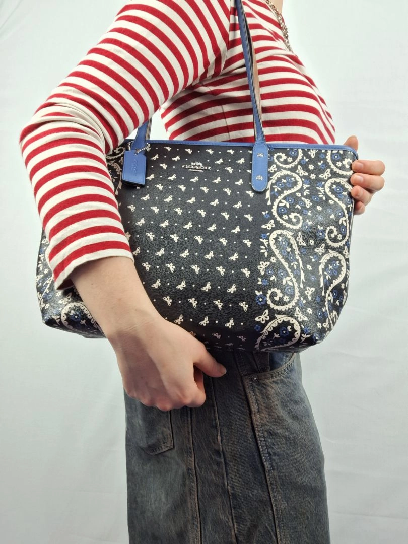 Coach Paisley Medium Trimmed Tote Bag