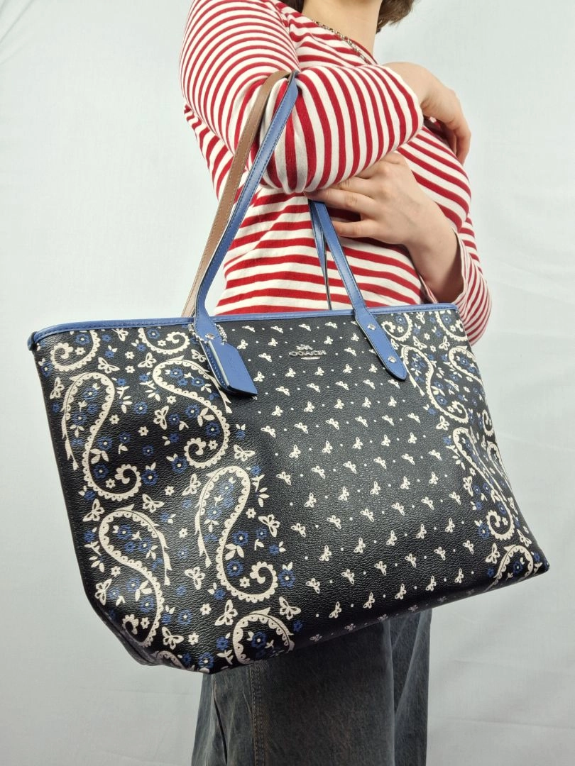 Coach Paisley Medium Trimmed Tote Bag