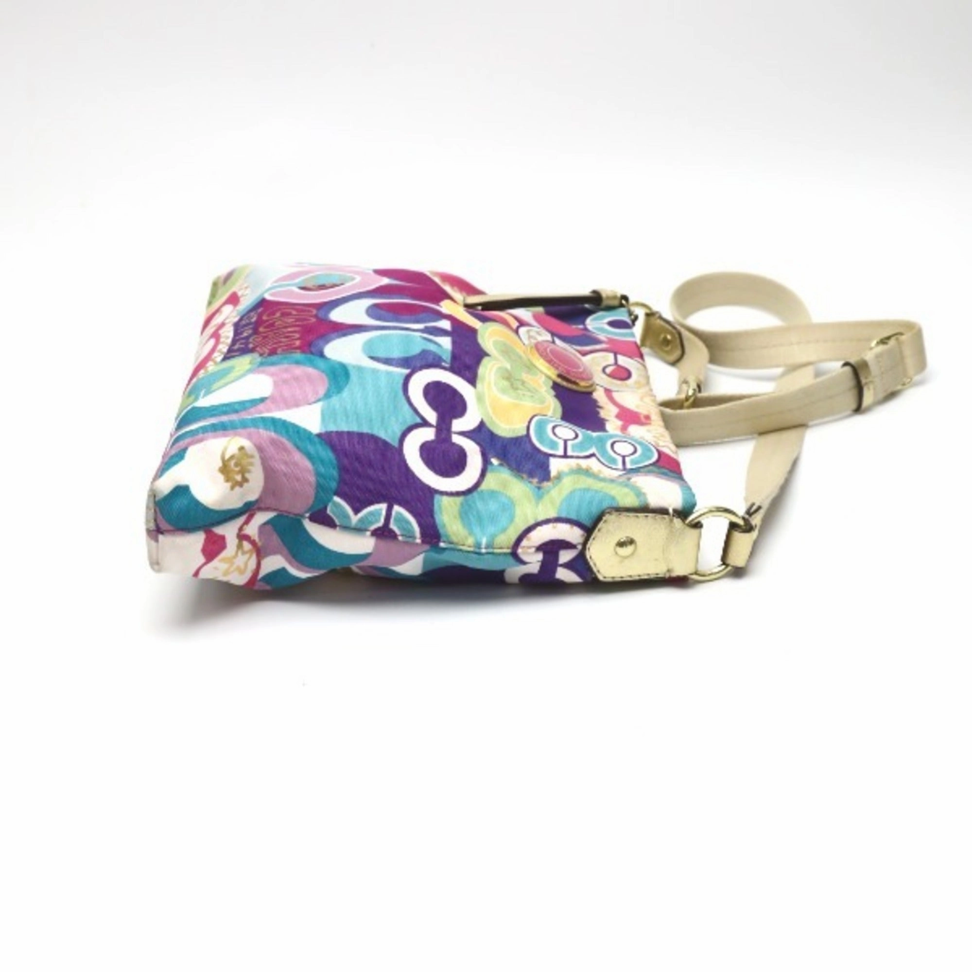 Coach Signature  Canvas Leather Shoulder Bag (Pre-Owned)