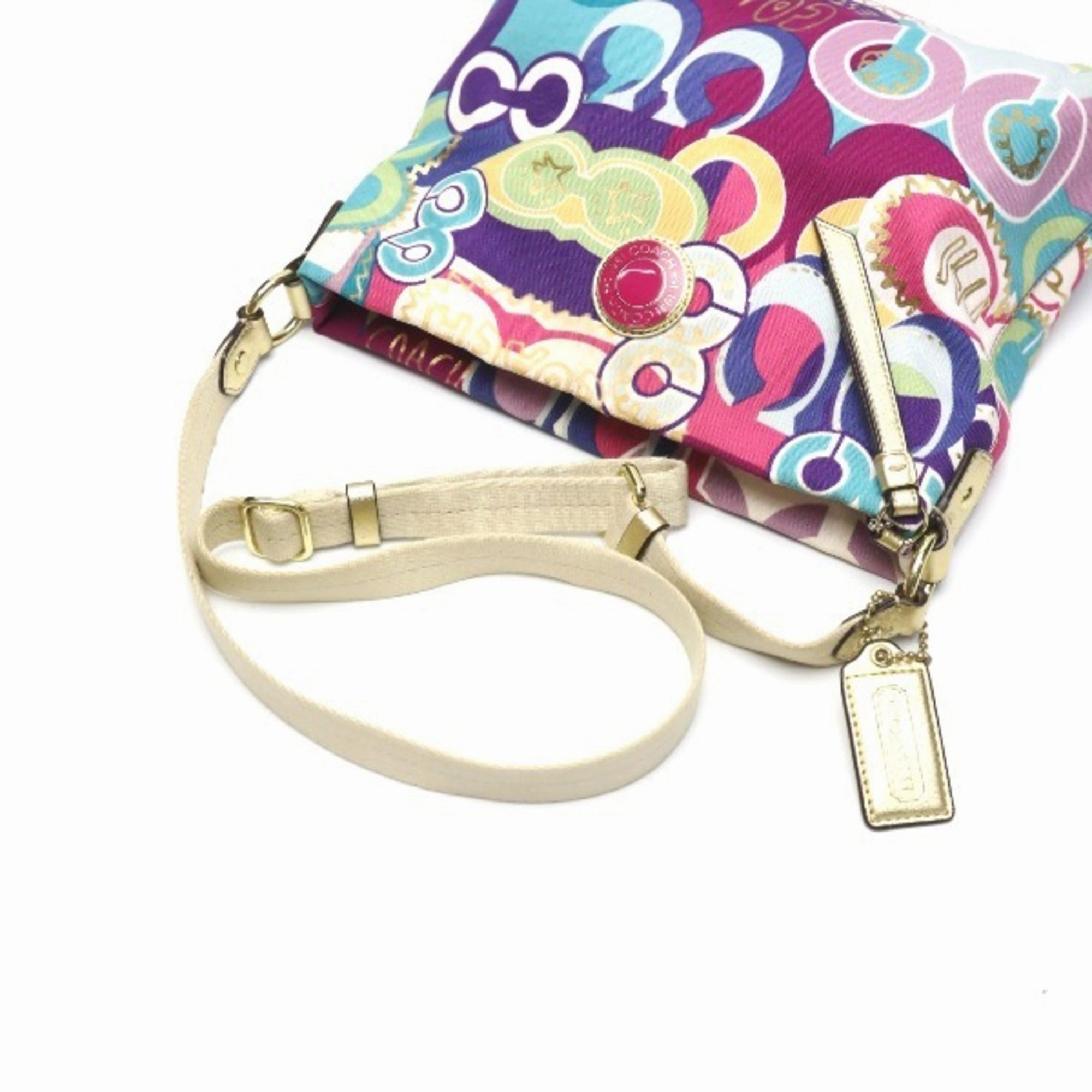 Coach Signature  Canvas Leather Shoulder Bag (Pre-Owned)