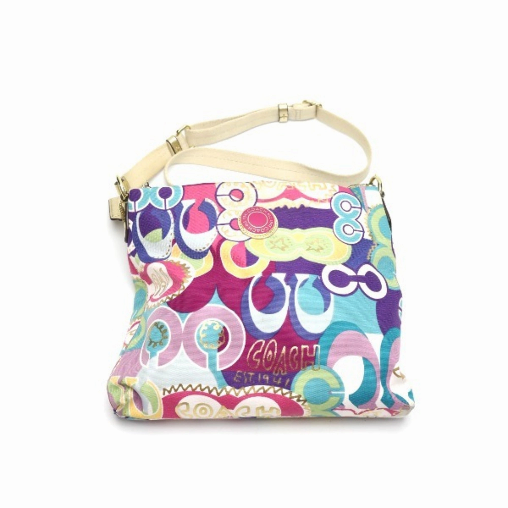 Coach Signature  Canvas Leather Shoulder Bag (Pre-Owned)