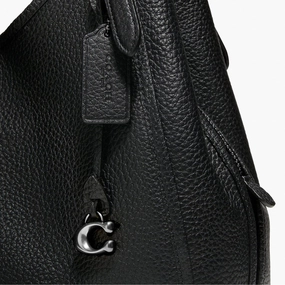 COACH Soft Pebble Leather Lori Shoulder Bag PewterBlack