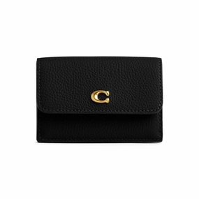 Coach Womens Essential Polished Pebble Mini Trifold Wallet