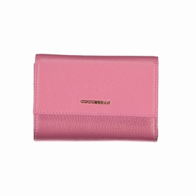 Coccinelle Elegant Pink Leather Wallet with Multiple Women's Compartments
