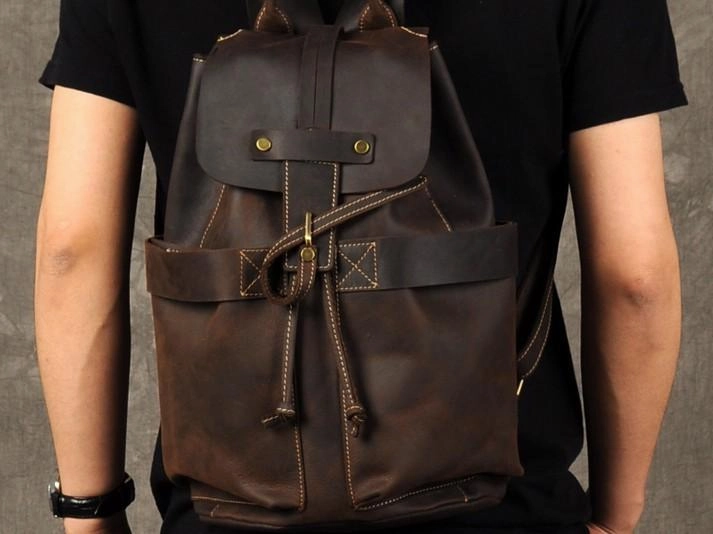 Coffee Leather Large Mens Cool Backpacks Travel Backpacks Fashion Backpacks for men