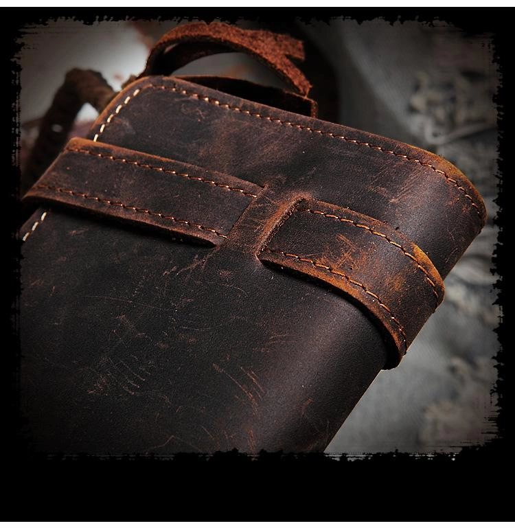 Coffee Leather Mens Bifold Long Biker Wallets Biker Chain Wallet Long Trucker Wallet for Men