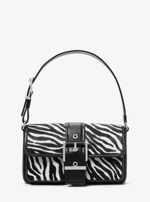 Colby Medium Zebra Print Calf Hair Shoulder Bag