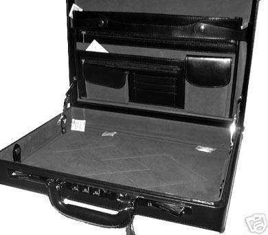 Compact Leather Briefcase Attache Case 3"