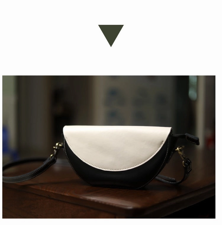Contrast Color LEATHER Saddle Side Bag WOMEN Contrast SHOULDER BAG Small Crossbody Purse FOR WOMEN
