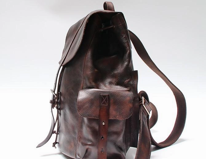 Cool Black Coffee Mens Leather Backpack Travel Backpack School Backpacks for men