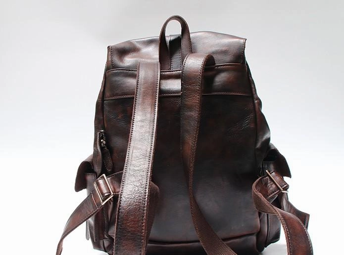 Cool Black Coffee Mens Leather Backpack Travel Backpack School Backpacks for men