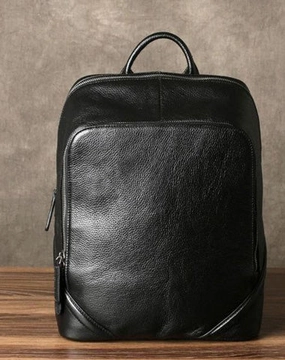 Cool Black Leather Mens Backpack Large Travel Backpack Leather Satchel Backpack for men