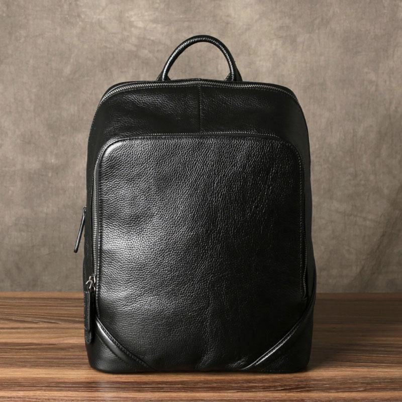 Cool Black Leather Mens Backpack Large Travel Backpack Leather Satchel Backpack for men