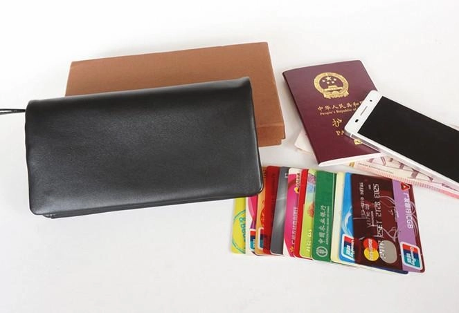 Cool Black Mens Leather Bifold Long Wallet Phone Soft Leather Long Wallet for Men