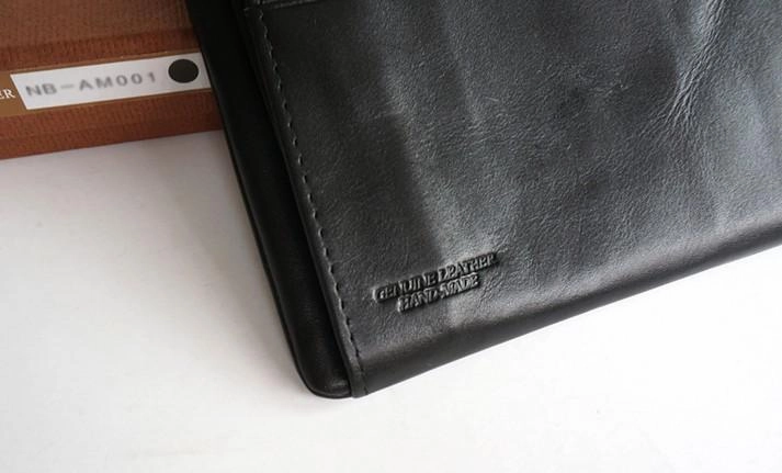 Cool Black Mens Leather Bifold Long Wallet Phone Soft Leather Long Wallet for Men