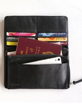 Cool Black Mens Leather Bifold Long Wallet Phone Soft Leather Long Wallet for Men