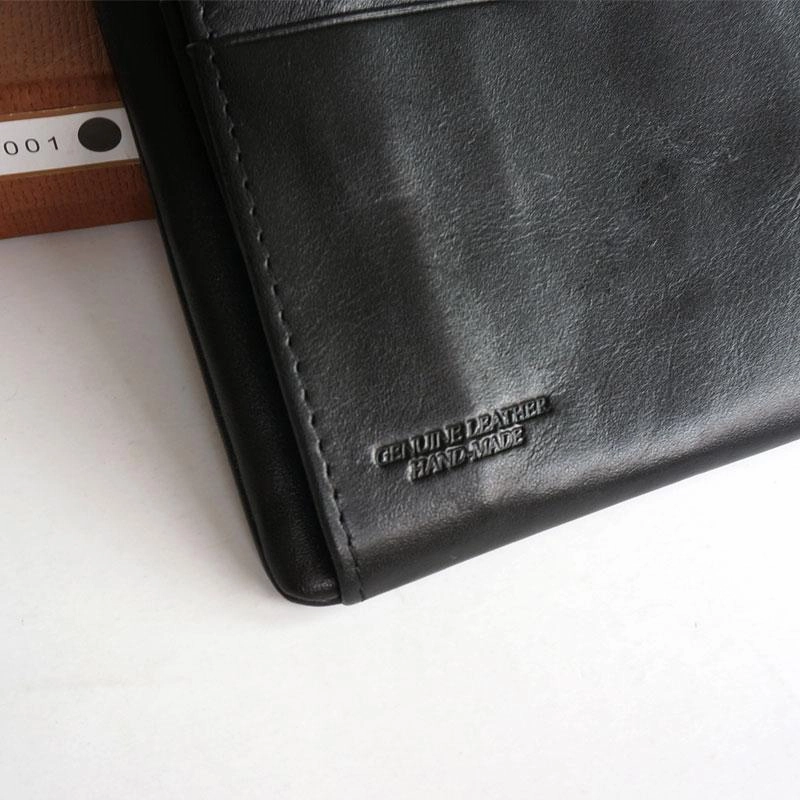 Cool Black Mens Leather Bifold Long Wallet Phone Soft Leather Long Wallet for Men
