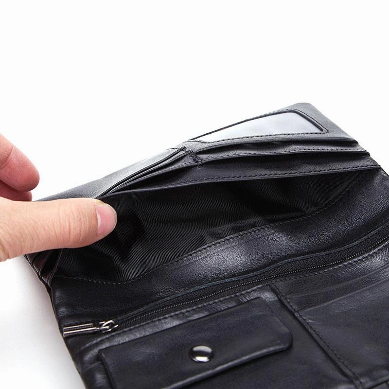 Cool Black Mens Leather Long Wallet Bifold Long Wallet for Men