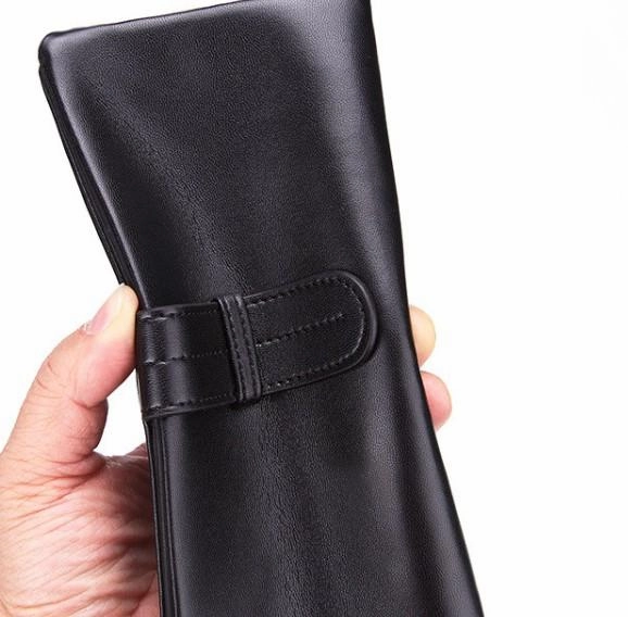 Cool Black Mens Leather Long Wallet Bifold Long Wallet for Men