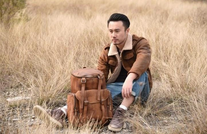Cool Brown Leather Mens Backpack Large Brown Travel Backpack Hiking Backpack for men