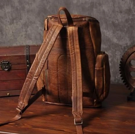 Cool Brown Leather Mens Backpack Large Brown Travel Backpack Hiking Backpack for men