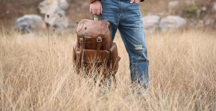 Cool Brown Leather Mens Backpack Large Brown Travel Backpack Hiking Backpack for men