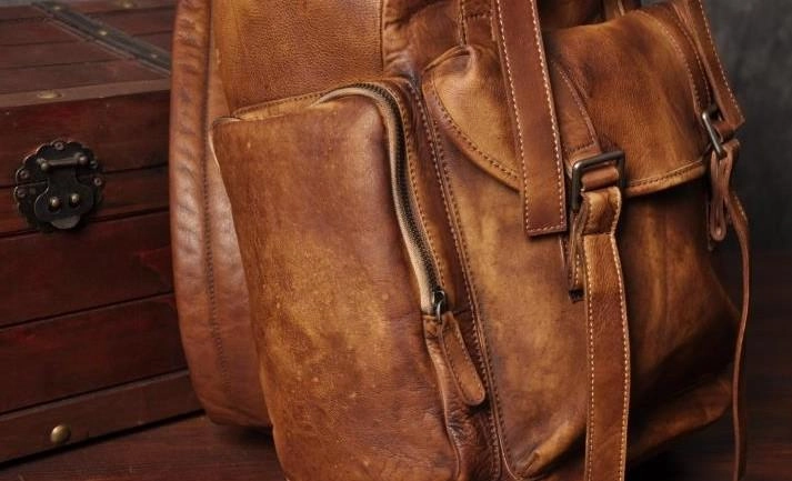 Cool Brown Leather Mens Backpack Large Brown Travel Backpack Hiking Backpack for men