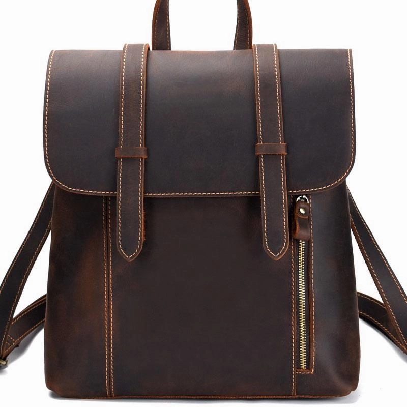 Cool Brown Leather Mens Backpack School Backpack Satchel Backpack for Men