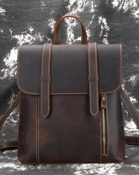 Cool Brown Leather Mens Backpack School Backpack Satchel Backpack for Men