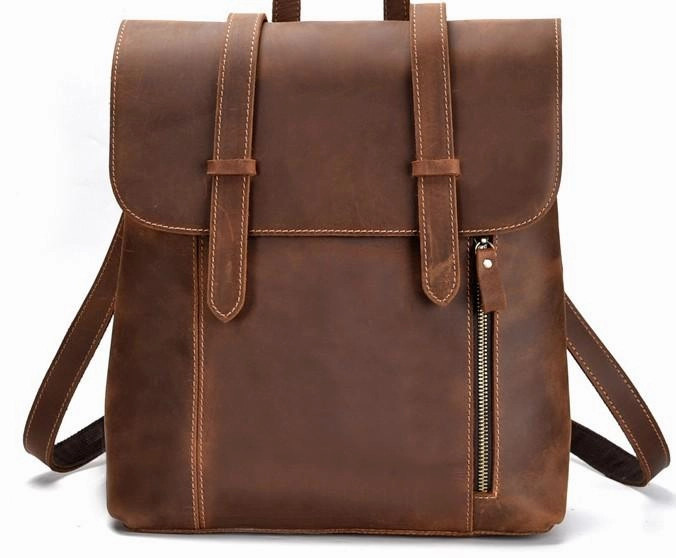 Cool Brown Leather Mens Backpack School Backpack Satchel Backpack for Men