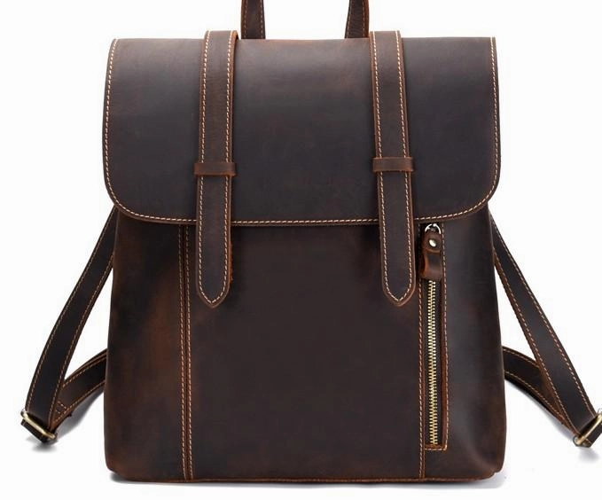 Cool Brown Leather Mens Backpack School Backpack Satchel Backpack for Men