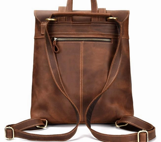 Cool Brown Leather Mens Backpack School Backpack Satchel Backpack for Men
