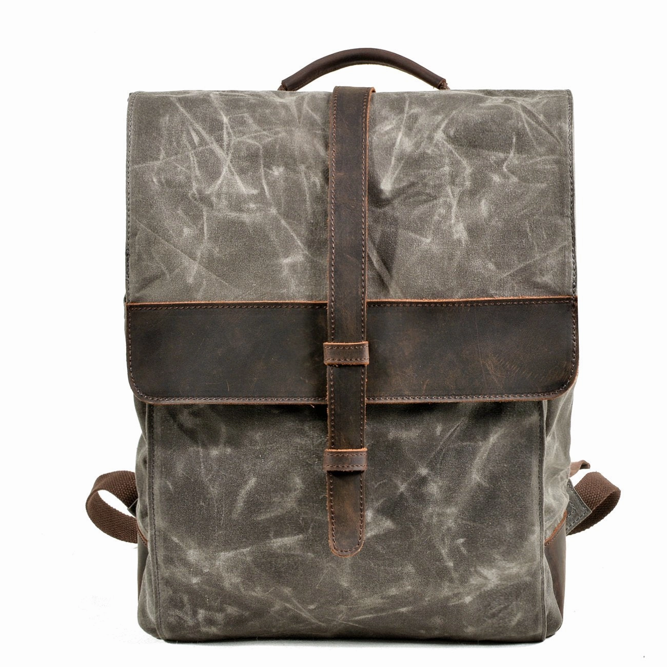 Cool Canvas Leather Mens Large Waterproof Black 15???? Backpack Travel Backpack Khaki Computer Backpack for Men