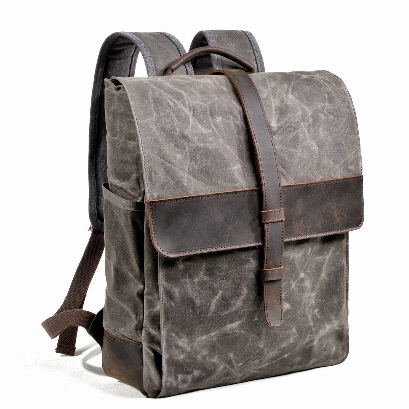 Cool Canvas Leather Mens Large Waterproof Black 15???? Backpack Travel Backpack Khaki Computer Backpack for Men