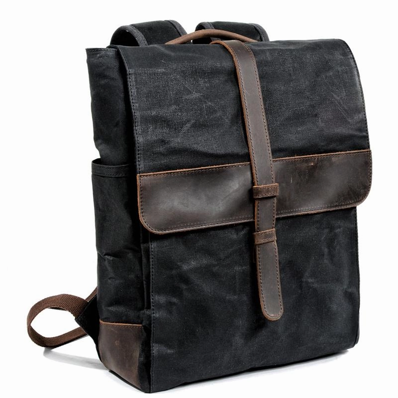 Cool Canvas Leather Mens Large Waterproof Black 15???? Backpack Travel Backpack Khaki Computer Backpack for Men