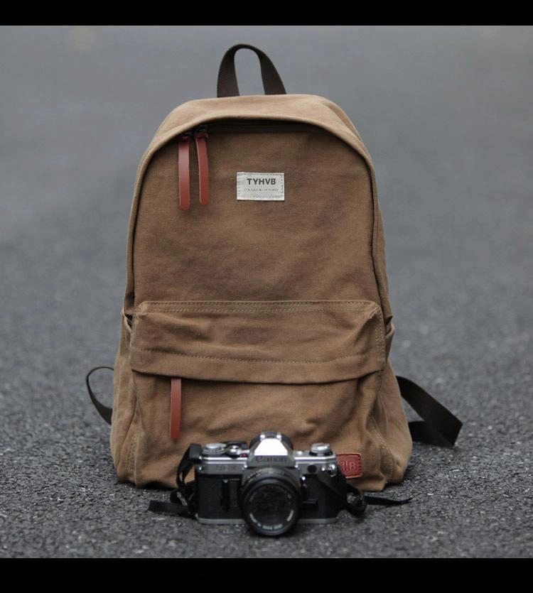 Cool Canvas Mens 15'' Green Computer Backpack Khaki Travel Backpack School Backpack for Men
