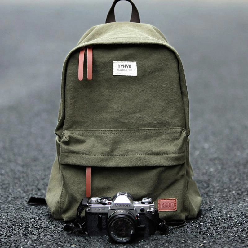 Cool Canvas Mens 15'' Green Computer Backpack Khaki Travel Backpack School Backpack for Men