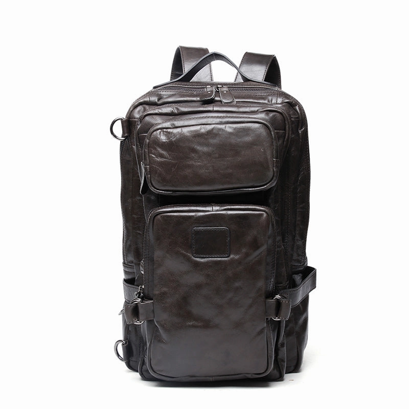 Cool Coffee Leather Mens Backpacks Large Large Travel Backpacks for Men