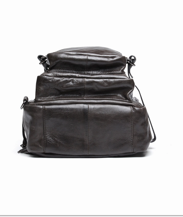 Cool Coffee Leather Mens Backpacks Large Large Travel Backpacks for Men