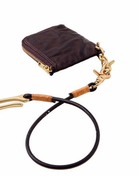 Cool Coffee Leather Mens Small Biker Chain Wallets Front Pocket Chain Wallet Small Wallet For Men